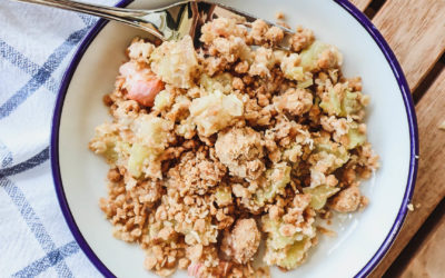 Rha­bar­ber Crumble — veganes Rezept mit Haferflocken