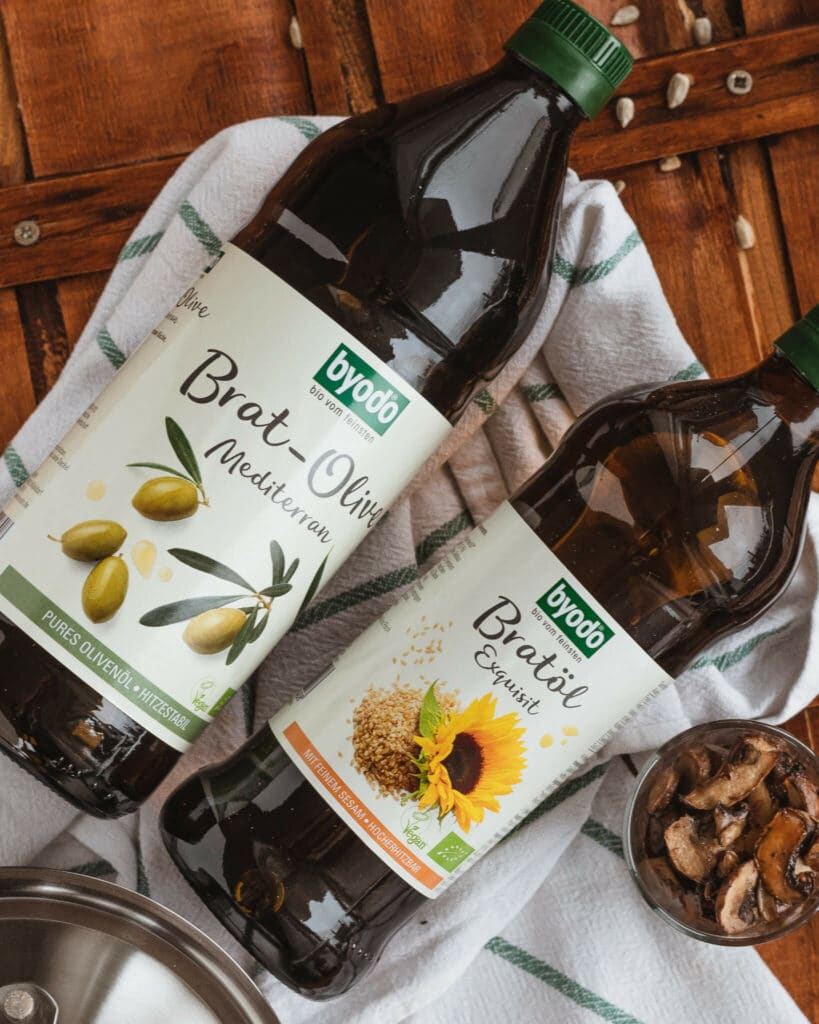 Natives Olivenöl sollte nicht zum Braten verwendet werden. Besser: Brat-Olive von Byodo